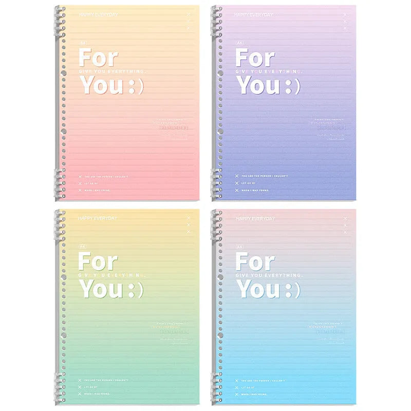 Removable coil gradient notebook in blue, green, pink, or purple with A4 and B5 size options
