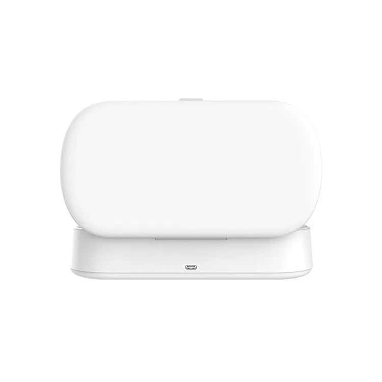 White ABS plastic wireless UV steriliser box for mobile phones and jewellery disinfection.