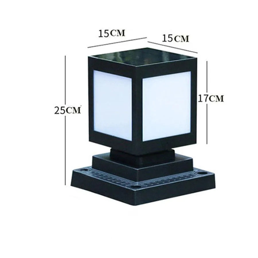 Solar garden lights with LED illumination for outdoor courtyard and landscape areas