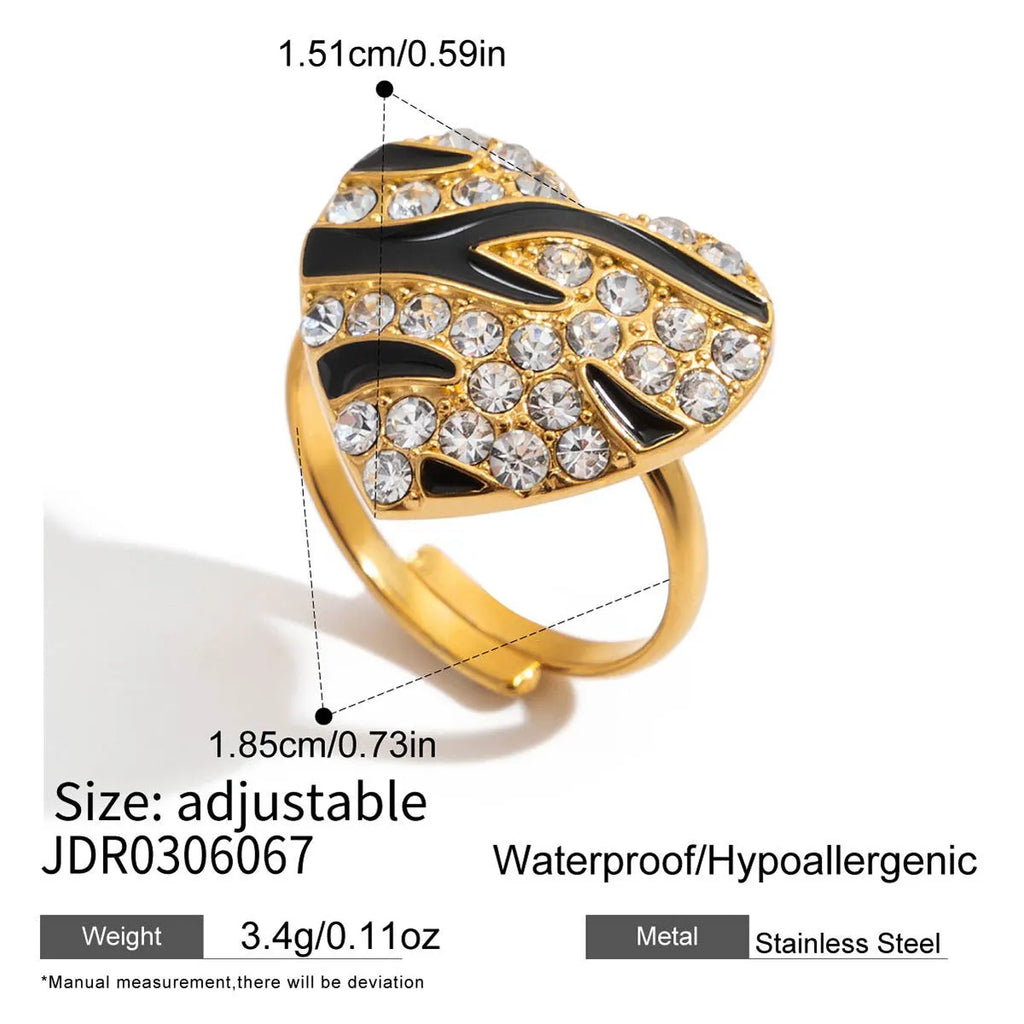 European American oil drip rhinestone love heart earrings clip on stainless steel light luxury geometric jewellery