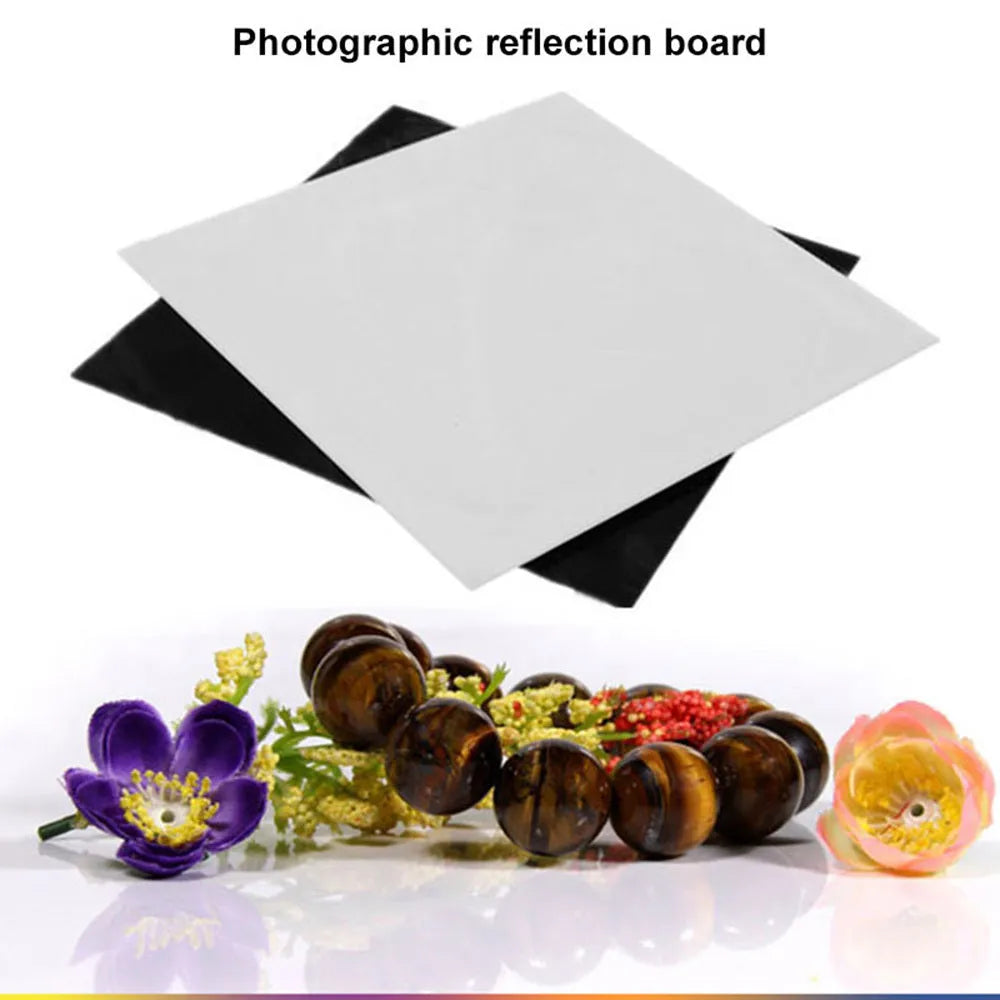 Black and white acrylic reflection board for product photography in three square sizes
