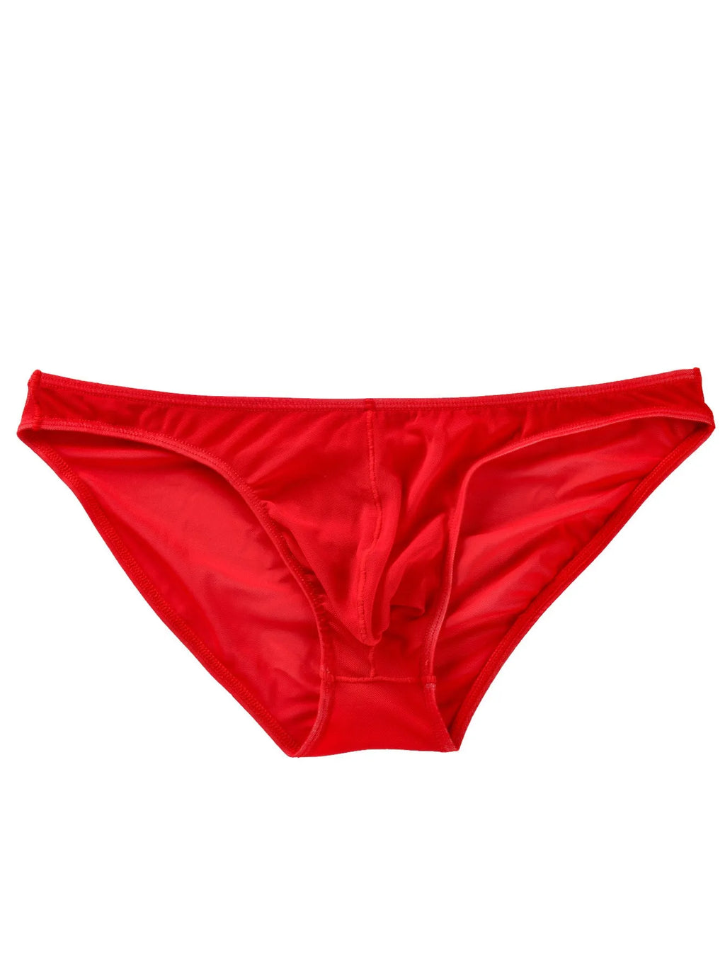 Men's black nylon fashion shorts with low waist and triangular cut on plain background