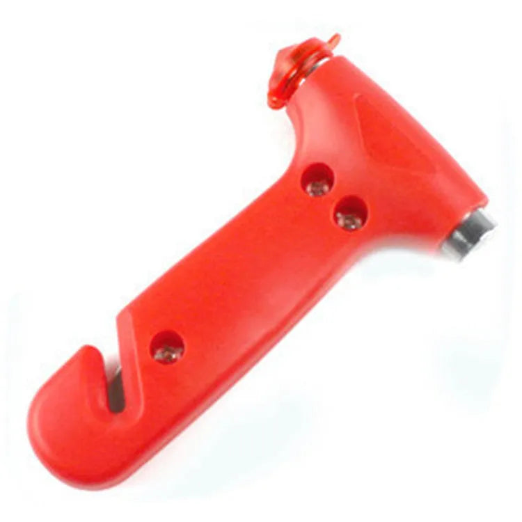 Automobile emergency multifunctional escape hammer in black plastic on white background