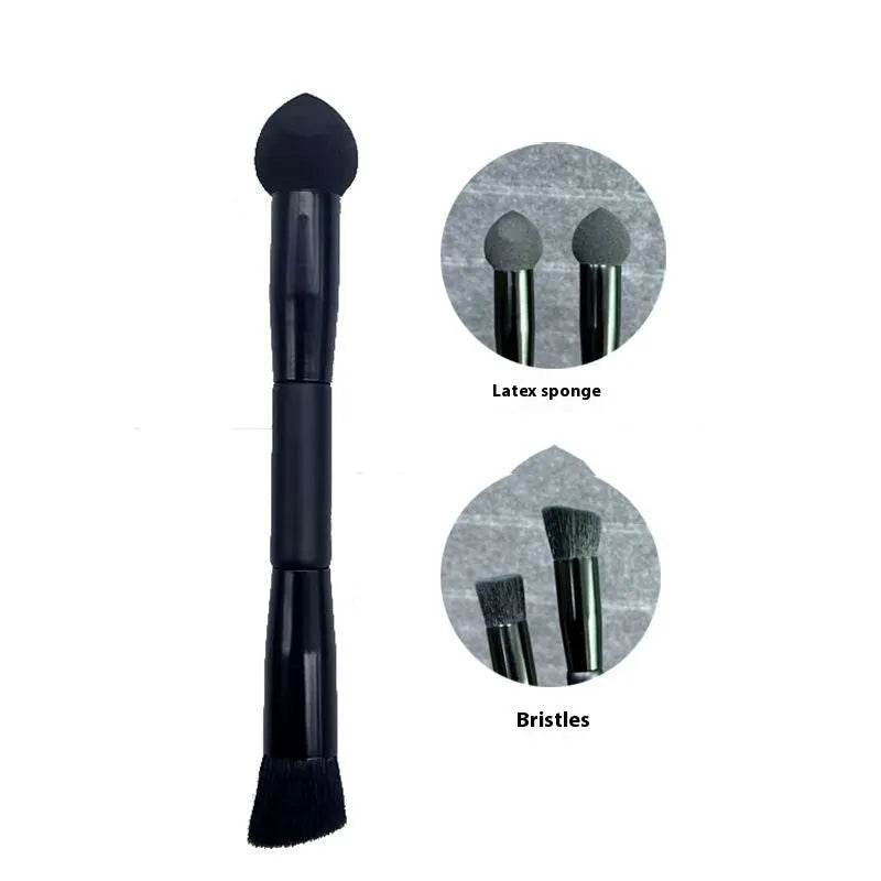 Black sponge stick concealer brush with wooden handle for dark circle makeup application