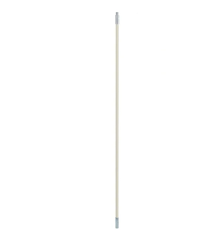 Dryer vent cleaning brush with bendable pole and nylon bristles on a white background