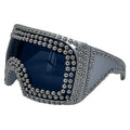 Men's punk sunglasses with super large square frame and rivet accents in silver or gold