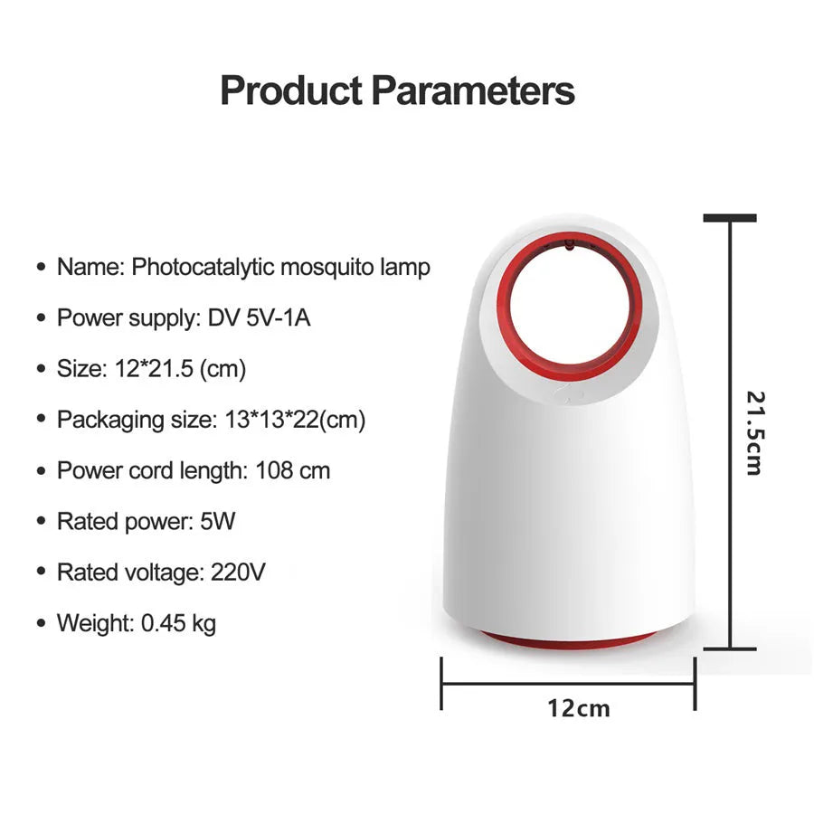 Black or white silent USB mosquito killer with UV light for indoor insect control