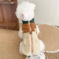 Lomi Brown denim style polyester dog traction vest coat on a small breed dog