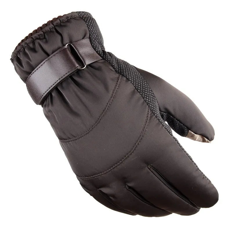 Winter outdoor sports gloves black non-slip palm windproof warm polyester for skiing