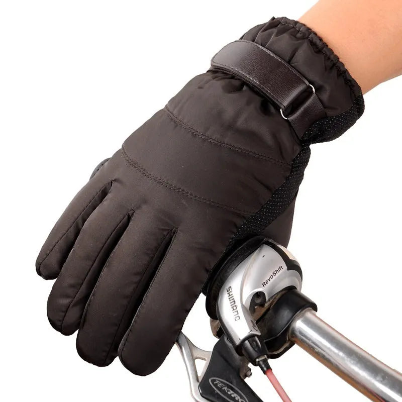 Winter outdoor sports gloves black non-slip palm windproof warm polyester for skiing
