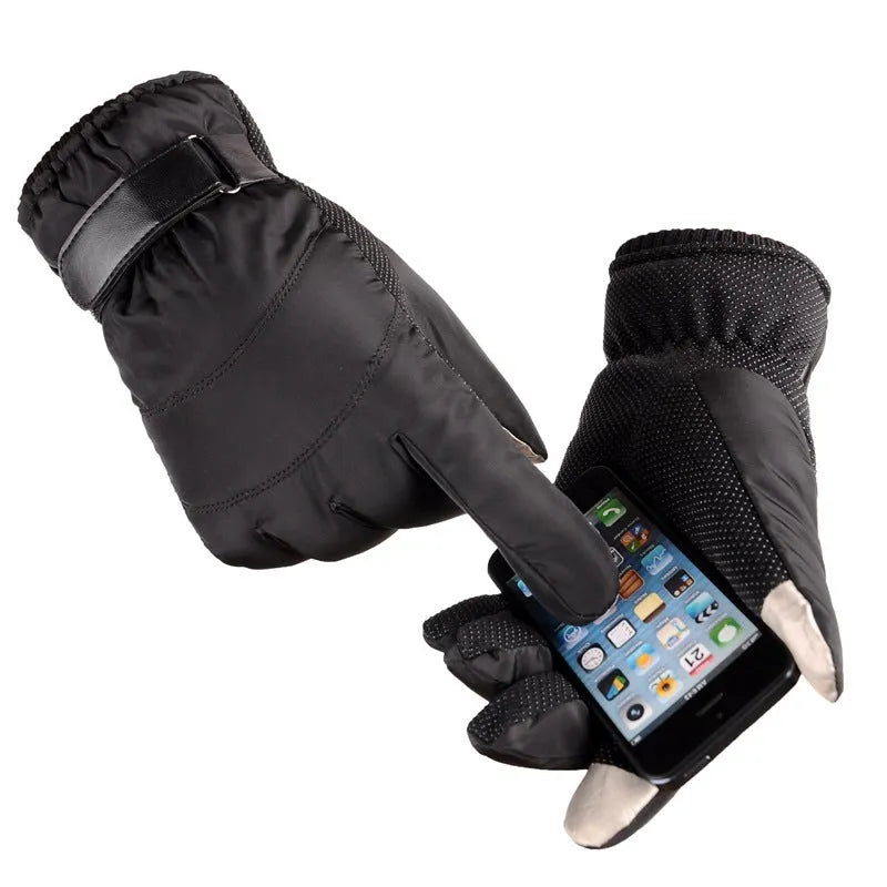 Winter outdoor sports gloves black non-slip palm windproof warm polyester for skiing