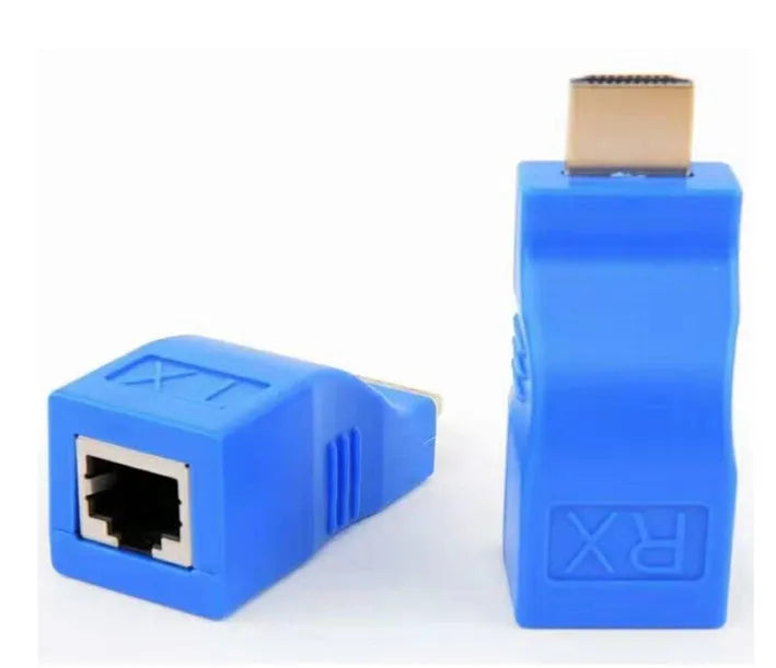 HDMI extender kit with transmitter and receiver units for extending signals over Cat-5e/6 cable up to 30 metres