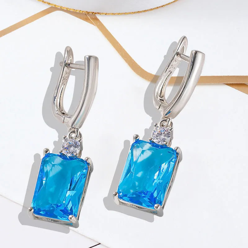 Geometric square copper earrings with electroplated gold and silver finish