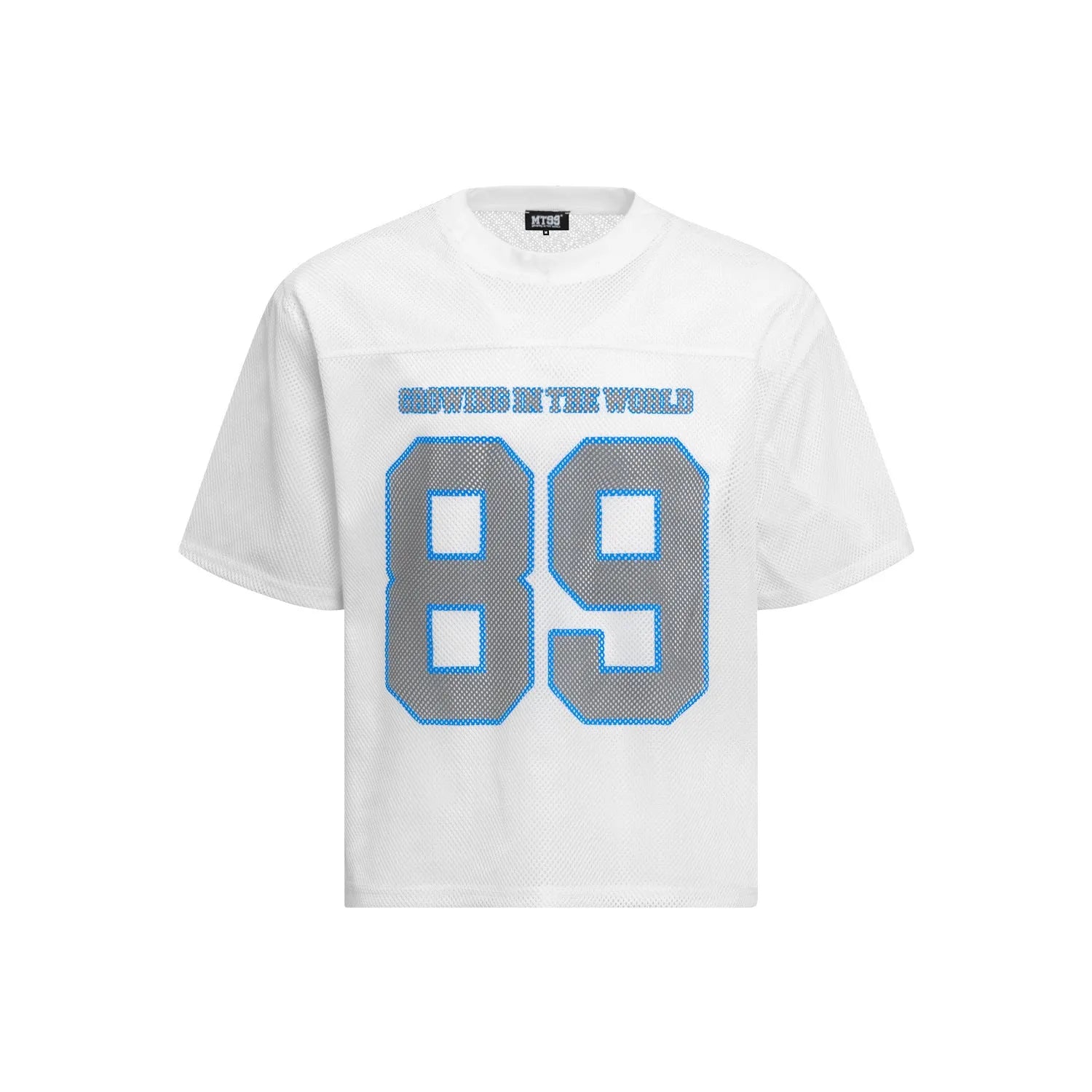 Men's loose-fitting black and white casual T-shirt with chemical fibre blend fabric