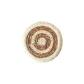 Round straw placemat with tassel edges in papyrus material showing corn rope colour option