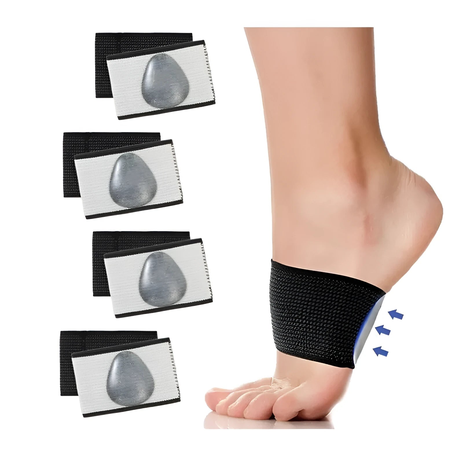 Elastic flat foot support bandage with arch support in heart style or plain design
