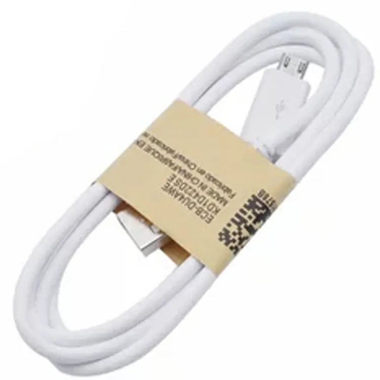 Android smartphone universal data cable with Micro USB connector in black and white colour options showing 1 metre length
