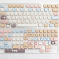 Sea Salt Cat themed PBT keycap set for mechanical keyboards with 7u space bar supplement
