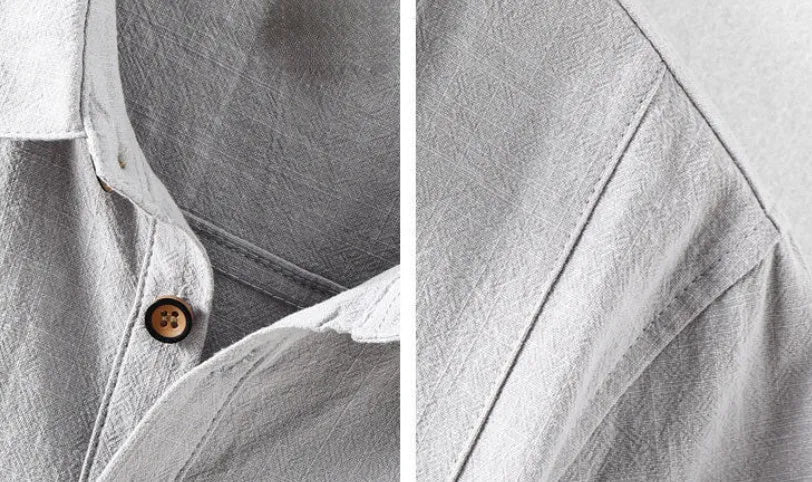 Men's loose fit cotton linen casual shirt in solid colour options