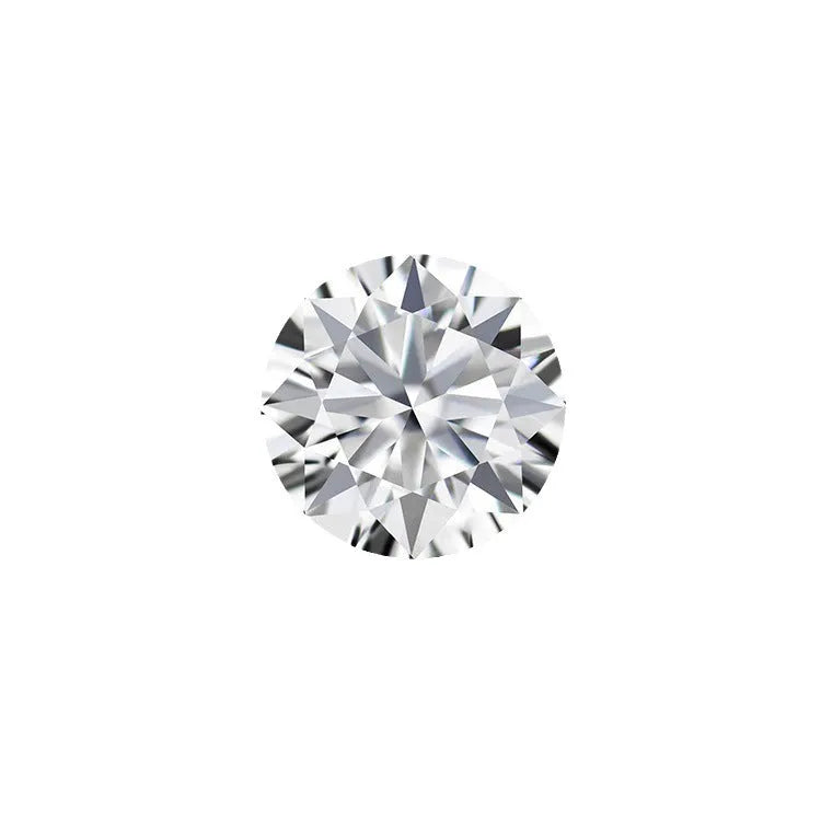 Round moissanite stone with eight hearts and eight arrows cut pattern showing polished surface