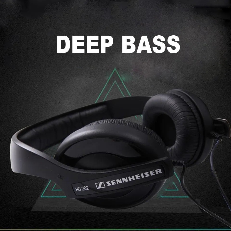 Black over-ear wired headphones with a microphone on a 2.5 metre cable