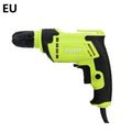 Pistol-grip electric power drill with a 10mm chuck, shown on a workbench.