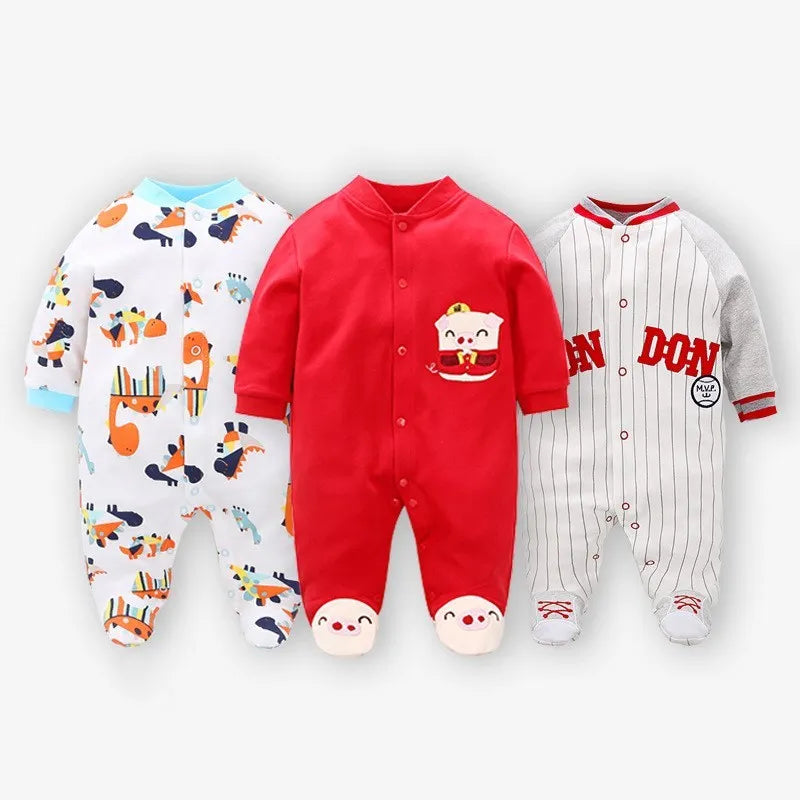 Cotton baby bodysuit with red deer print long sleeves in 59cm size