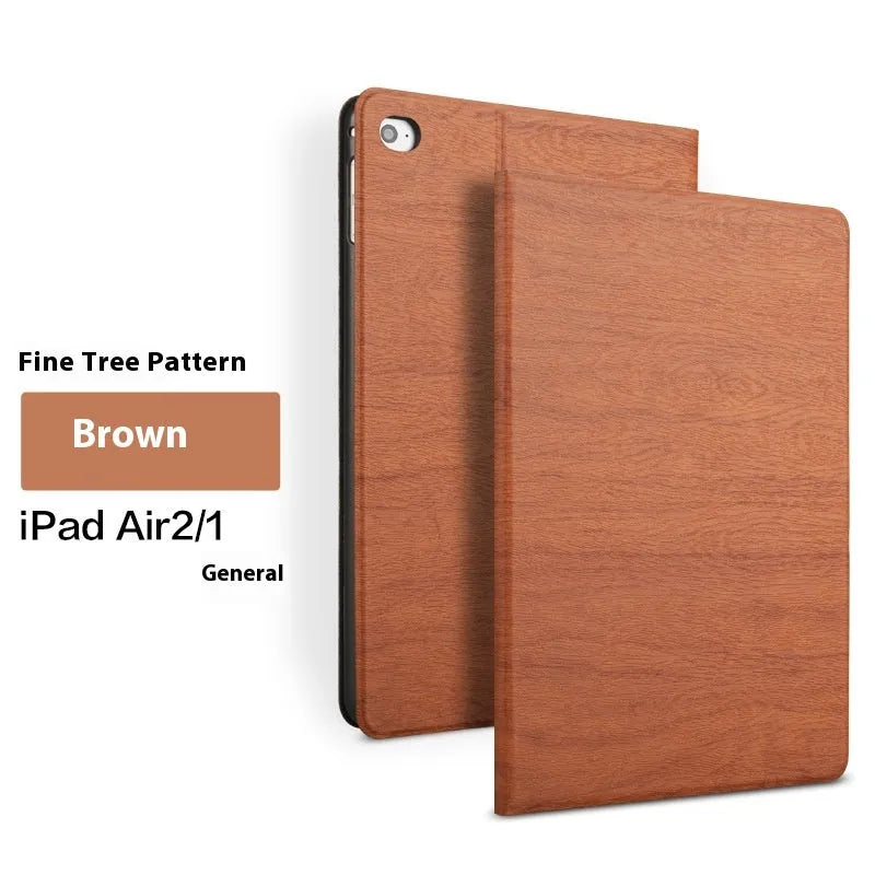 Sapphire blue imitation leather iPad cover with integrated sleep bracket standing upright.