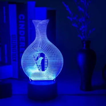 Creative 3D acrylic night light LED lamp on ABS base with multi-colour illumination.