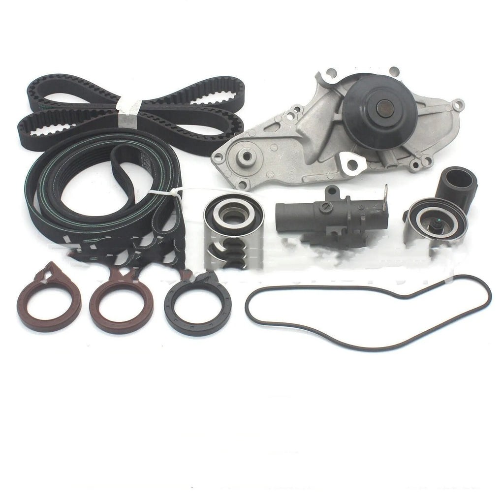 Metal belt and water pump assembly kit for automotive cooling systems measuring 28×18×16 cm