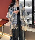 Women's personalised tassel scarf cape in free size polyester fabric