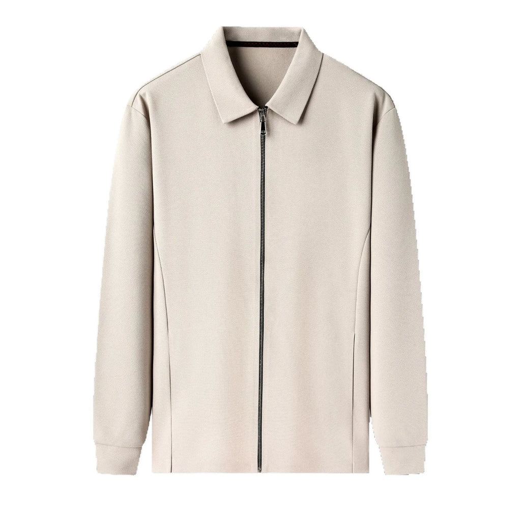 Men's polyester casual business jacket in apricot colour with straight hem design