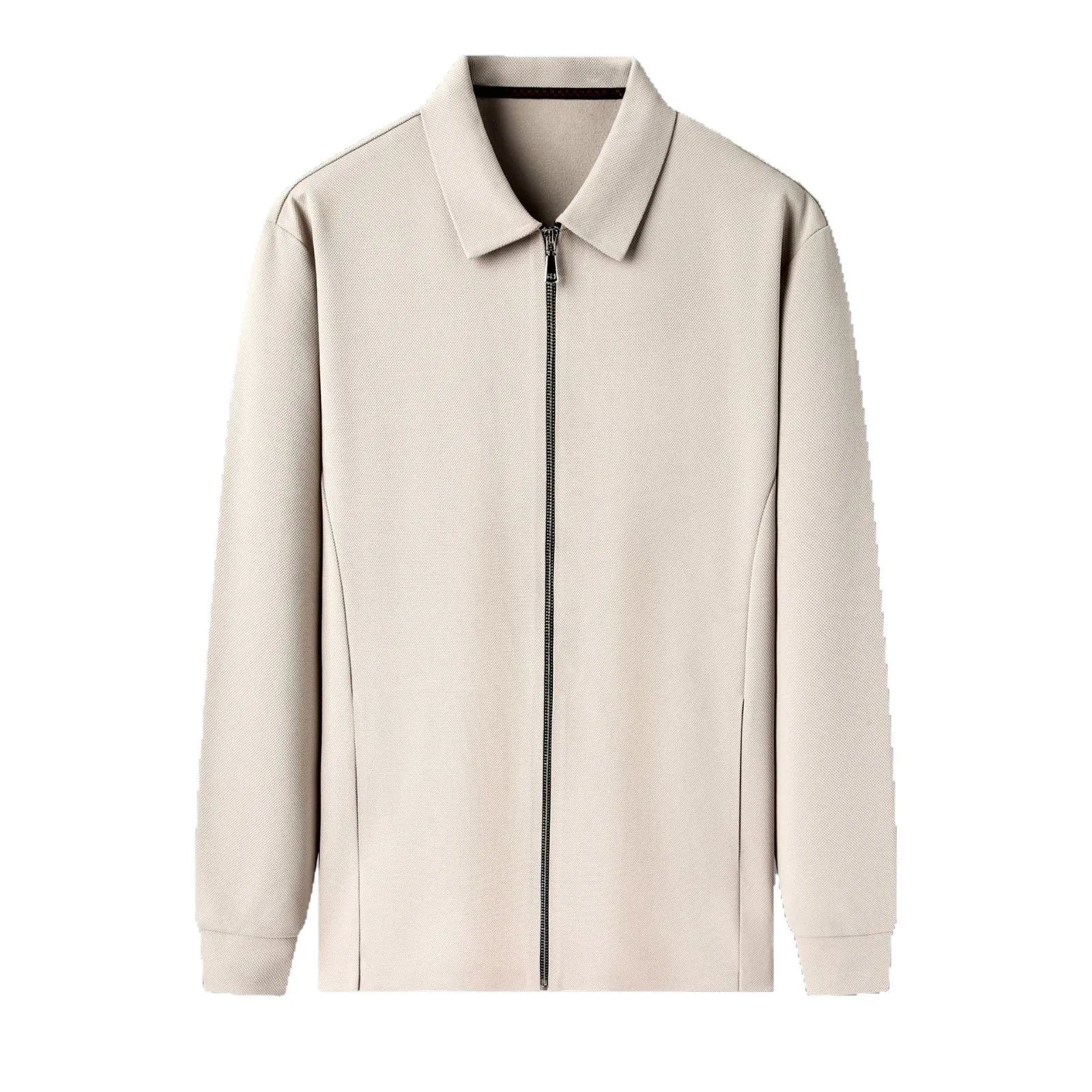 Men's polyester casual business jacket in apricot colour with straight hem design