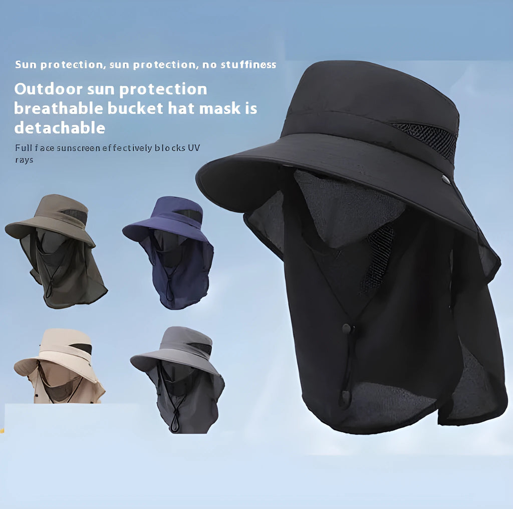 Men's large brim polyester fisherman hat for sun protection in army green colour.