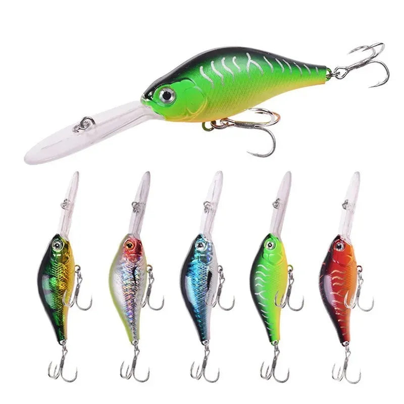 Floating Rock Little Fat Man Mino Lure fishing bait showing 10.5cm length and deep diving long tongue board design