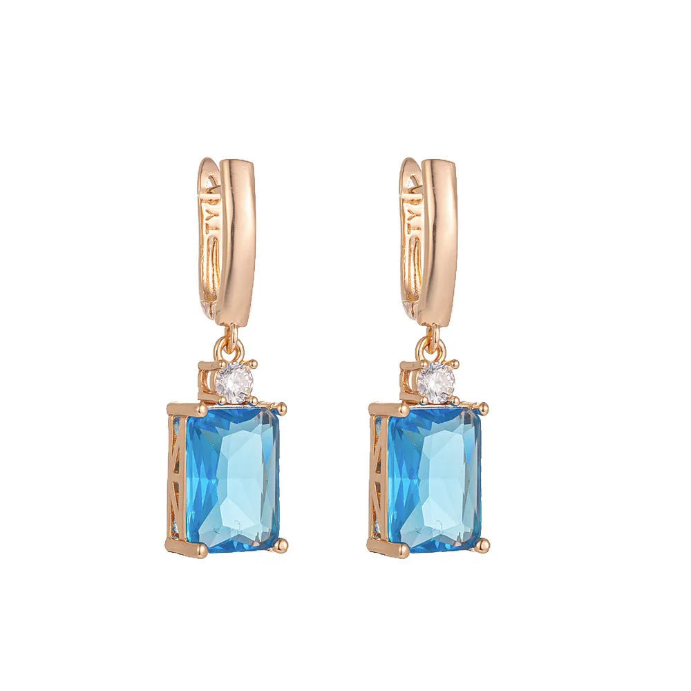 Geometric square copper earrings with electroplated gold and silver finish