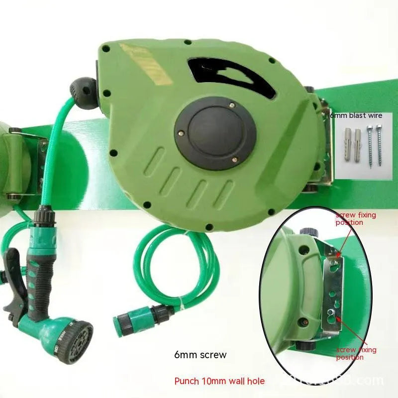 Automatic retractable hose reel unit with 10 metre PVC hose for car washing and garden watering
