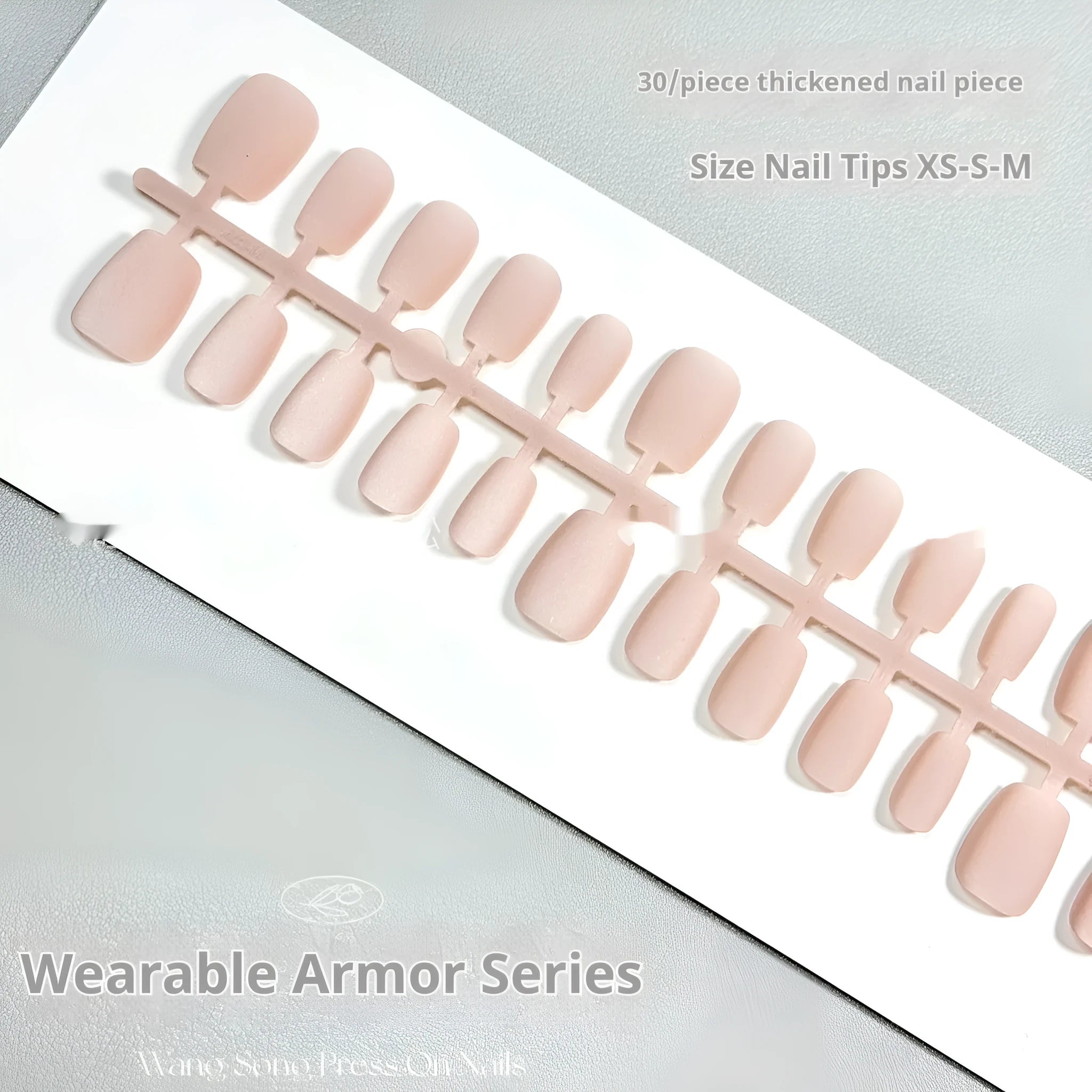 Frosted velvet Cat's Eye Aurora effect artificial nail set in short ladder sizes on a display card.