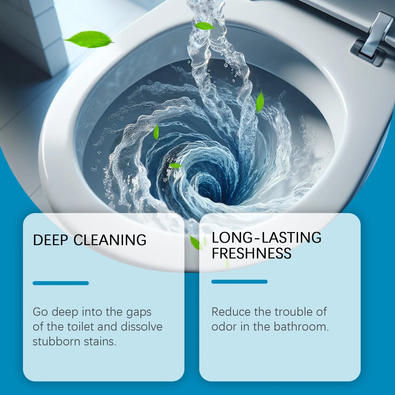 Four sachets of toilet cleaning powder with a measuring scoop for urine stain removal