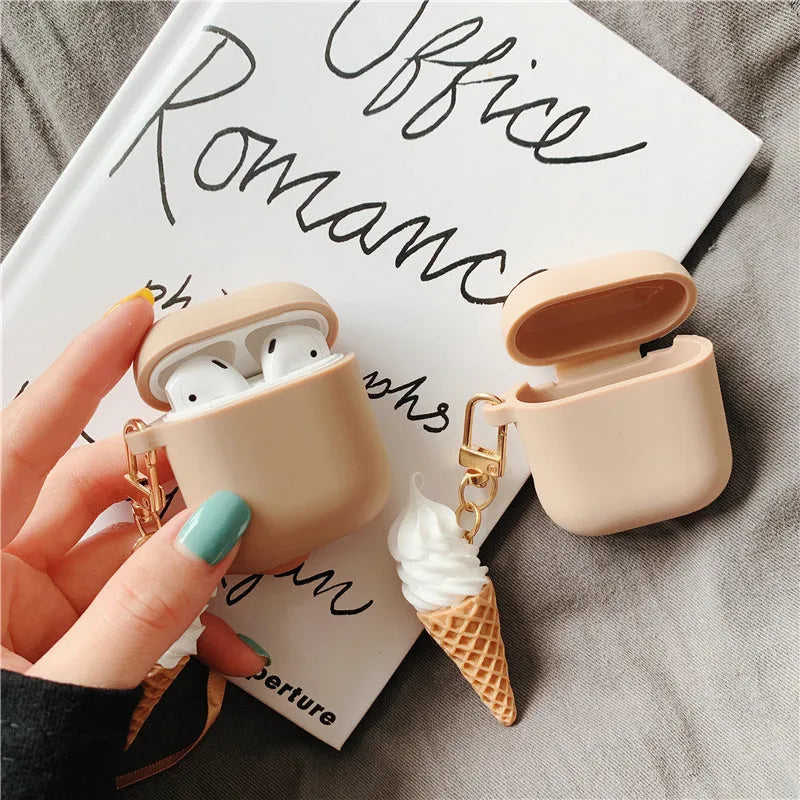 Cylinder ice cream design silicone case protector for Apple AirPods 2 wireless headset in assorted colours