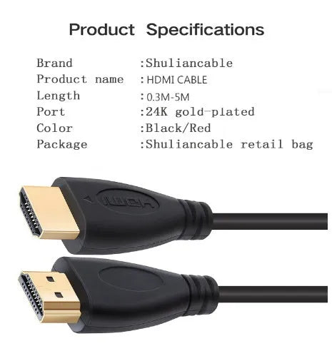 Gold-plated HDMI cable in multiple length options for HDTV and gaming consoles