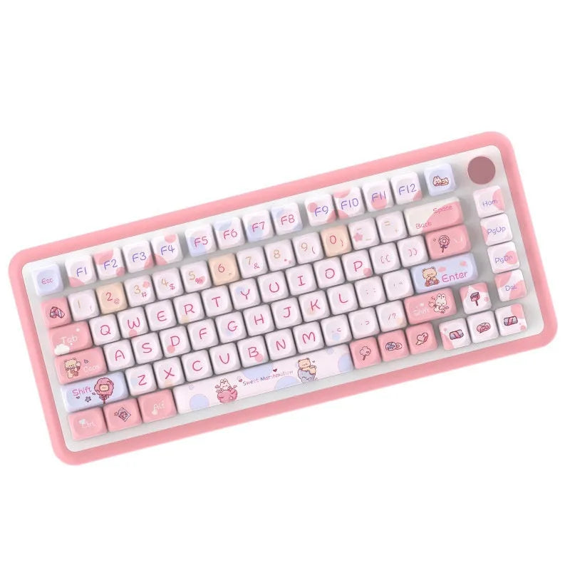 Sweet Cotton Candy coloured mechanical keyboard keycap set in a box, showing 112 or 120 key options.