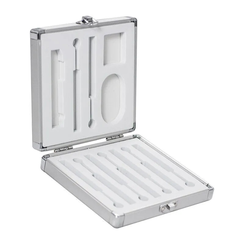 Silver aluminium soldering iron storage box with compact 154mm dimensions