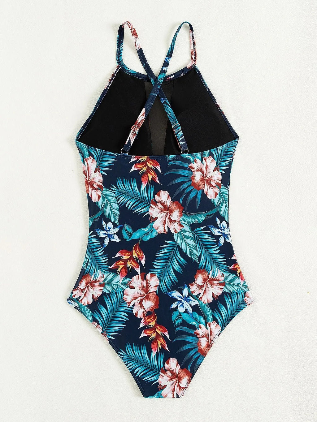 Women's deep V-neck one-piece swimsuit in polyester with solid or gradient colour options