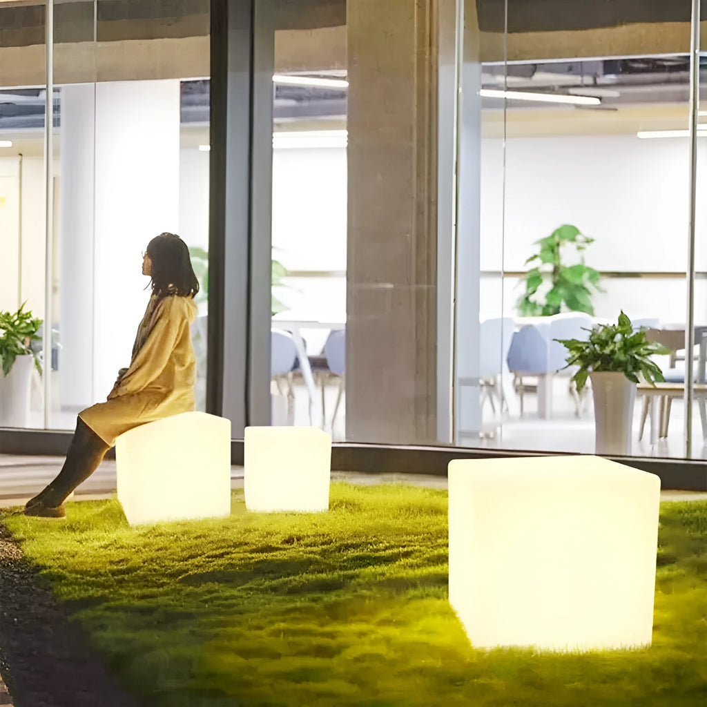 Waterproof LED cube stool light with modern design in various sizes