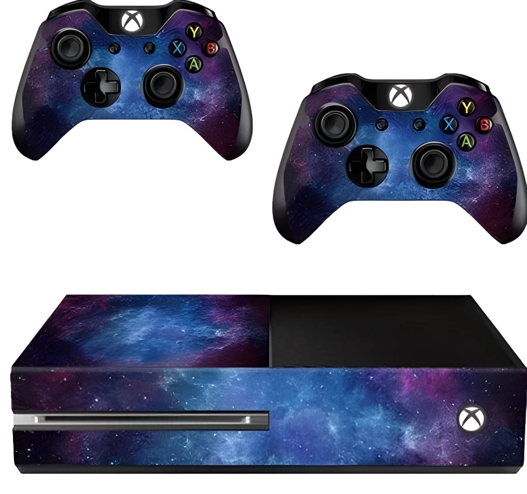 Blue matte finish Xbox One console skin sticker with 5 pieces shown