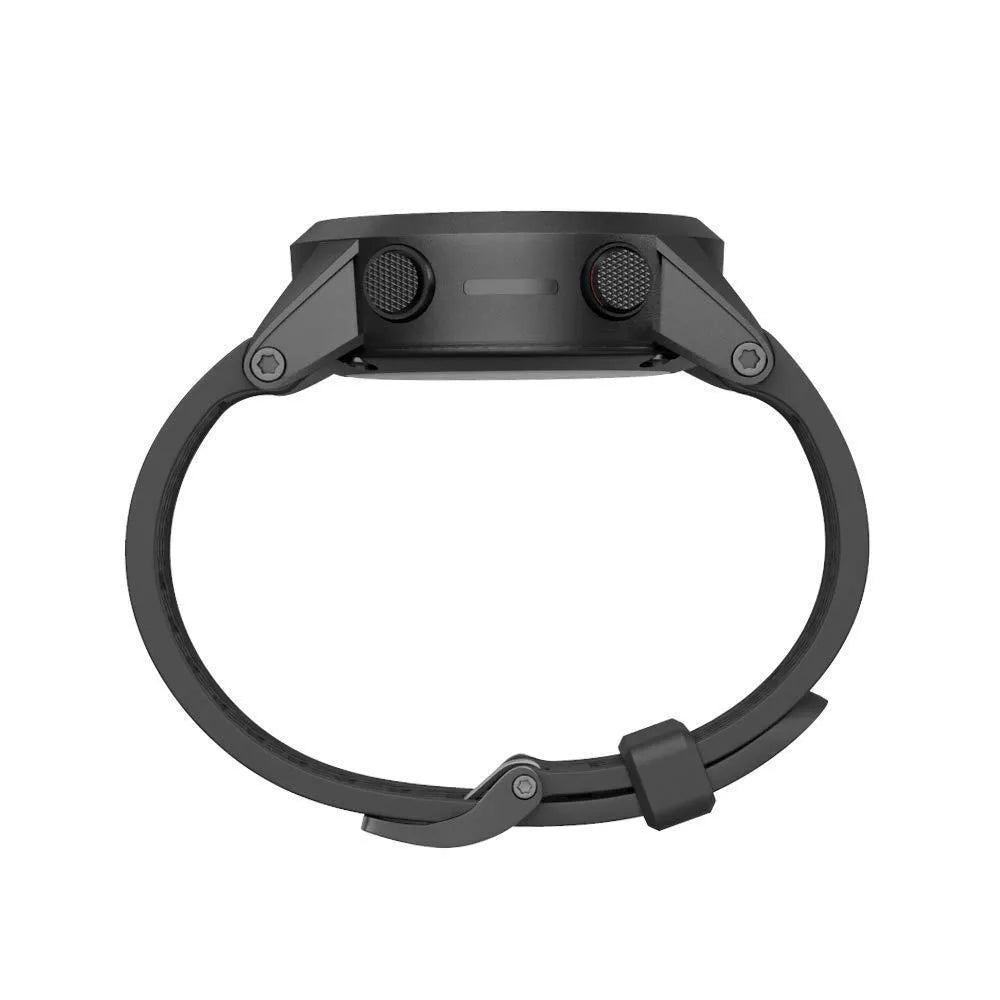 Black silicone watch strap with stainless steel buckle for Jiaming 26mm watches