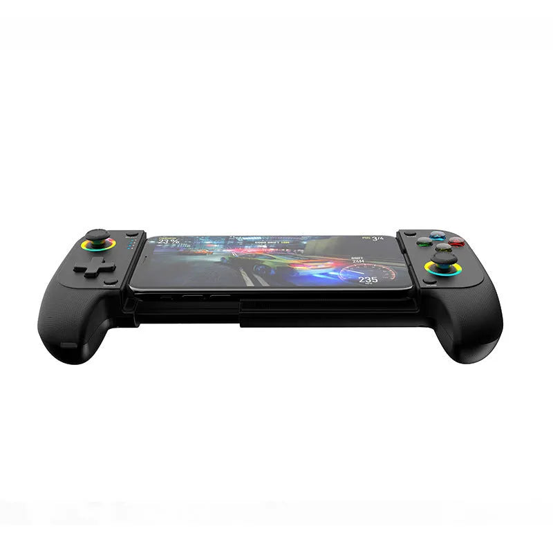 Bluetooth mobile gaming controller for Android and iOS stretching games in plastic construction
