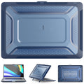 MacBook protective hard shell case in four colours: cool black, starry sky grey, elegant apricot, and sapphire blue