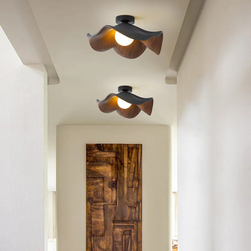 Modern minimalist walnut grain colour ceiling lamp with full spectrum eye protection light for bedroom or study
